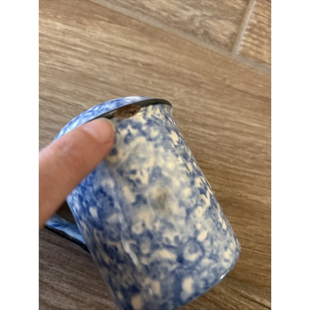 Stangl Blue Spongeware‎ Town And Country Ceramic Salt/ Pepper Shaker W/ Handle